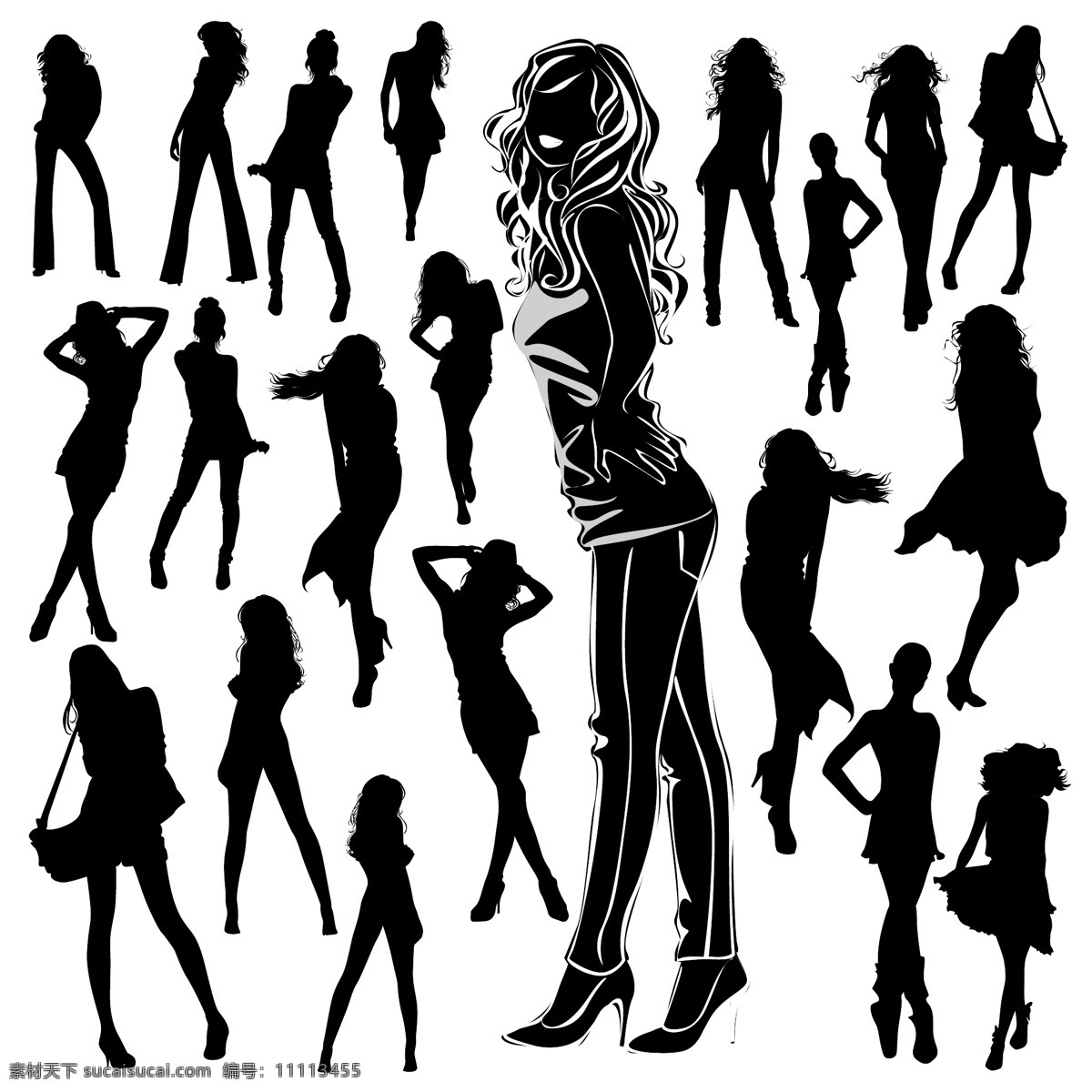 美女剪影素材