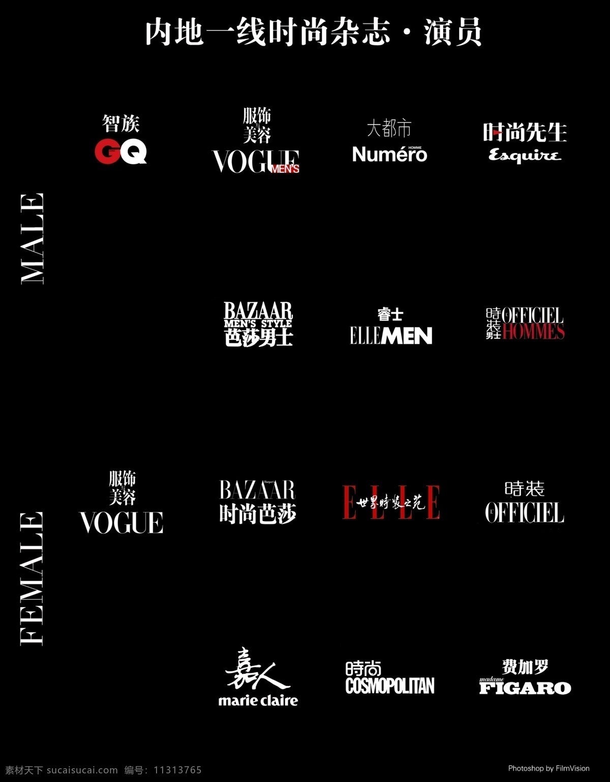 刘亦菲 刊 时尚杂志 logo 合集 杂志 标志 黑色