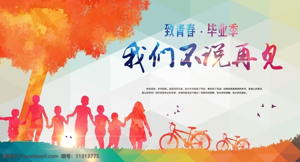 青春不说再见 毕业季 青春 校园 毕业 海报 高端 憧憬 再见 致青春