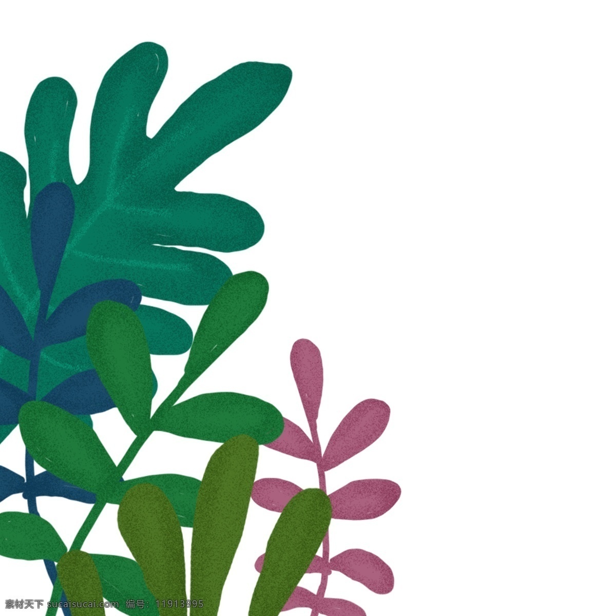 春天 夏天 五颜六色 前景 花草 手绘 插画 花 草 清新 唯美 卡通 扁平 可爱 植物 叶子 树叶 叶