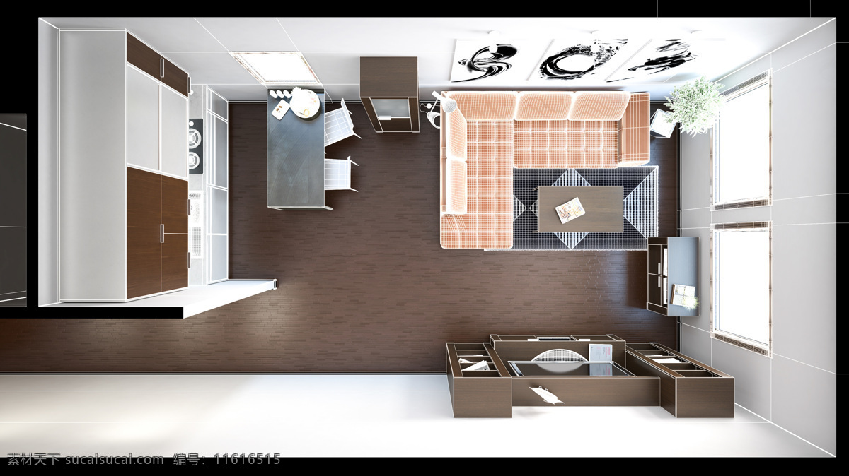 小户型 客厅 3d 室内设计 设计图 效果图 小 户型 格局 立体图 环境家居 白色