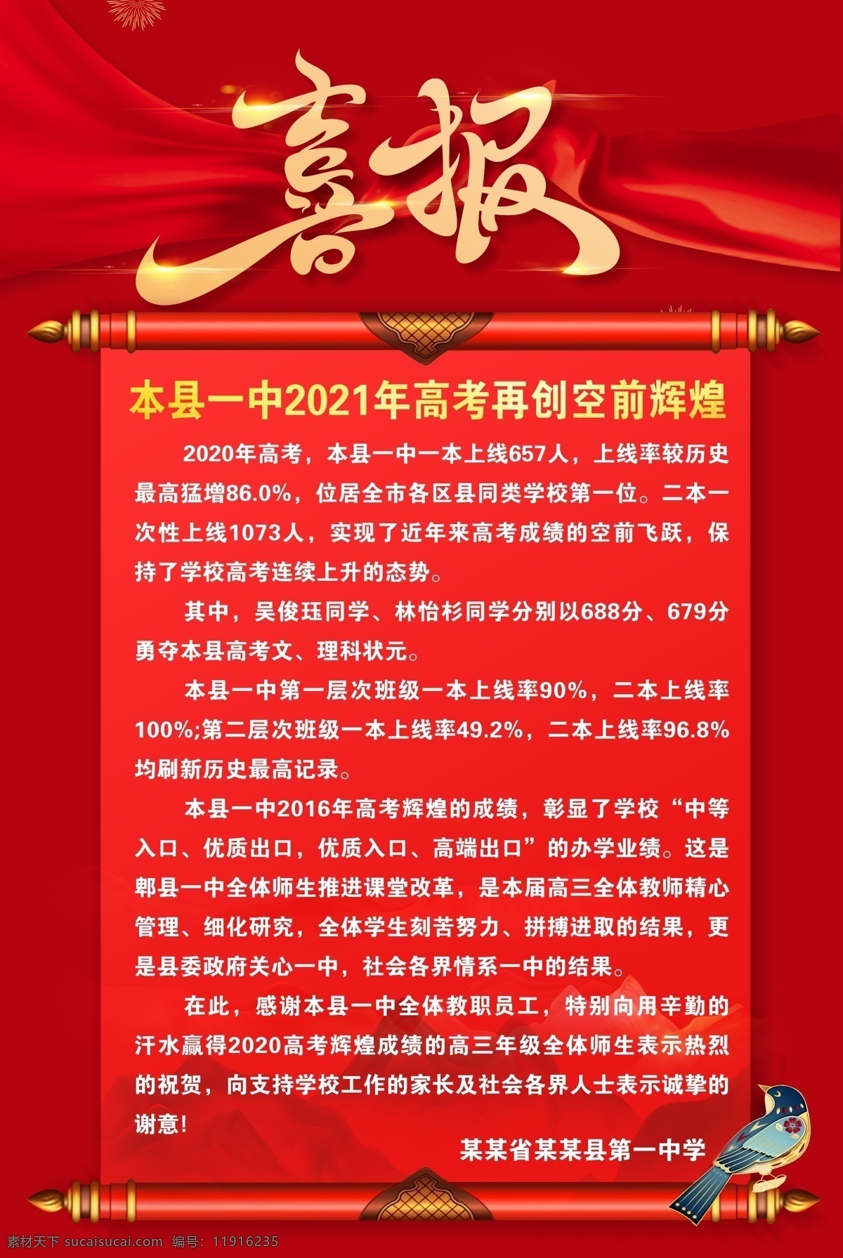 高考喜报 高考状元名单 中学喜报 中考喜报 本科 红色背景 红色喜报 大气喜报 简约喜报 高考 录取 捷报 喜榜 状元榜 光荣榜 光荣墙 荣誉榜 精英榜 成绩榜 好消息 排行榜 学校喜报 喜报展板 高考排名 贺报 高考录取 高考光荣榜 高考状元宴 金榜题名 公司喜报 企业喜报 室外广告设计