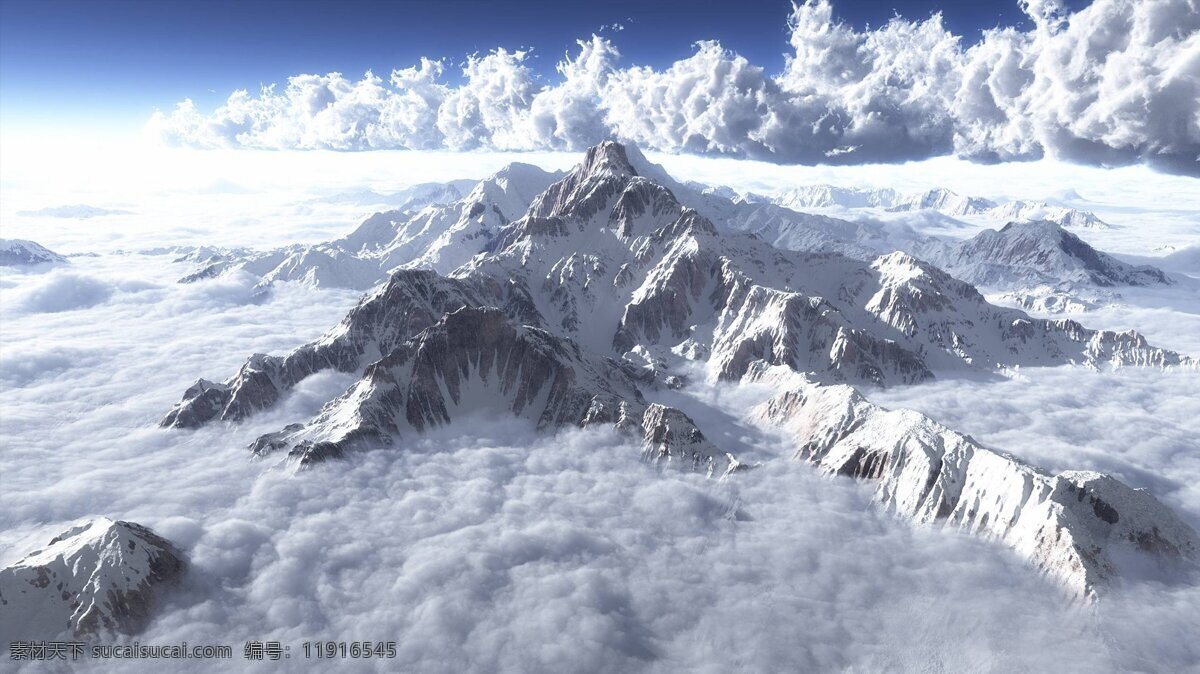高原雪峰 雪峰 雪景 蓝天白云 高空 航拍 自然景观 自然风景