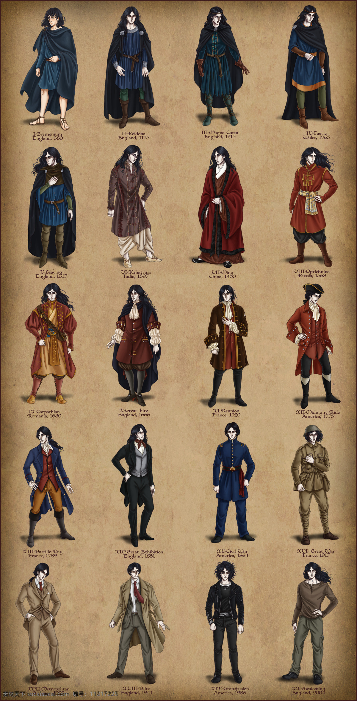 动漫动画 动漫人物 服饰 服装设计 服装设计手稿 欧洲 文艺复兴 中世纪 设计素材 模板下载 其他服装素材