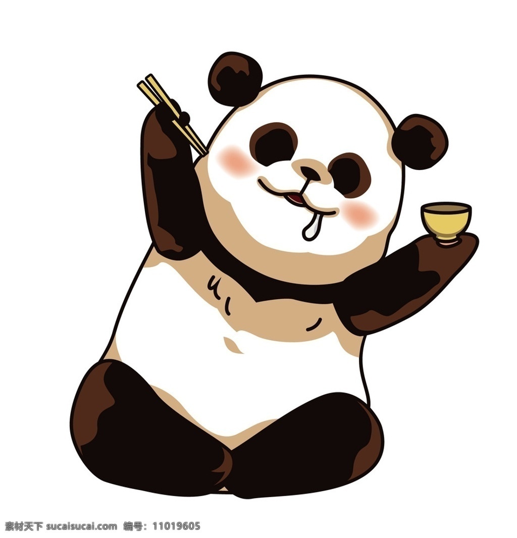 卡通矢量熊猫 熊猫 卡通 儿童插画 卡通设计 矢量 动物 可爱 熊猫素材 美食 碗 筷子 动漫动画 动漫人物