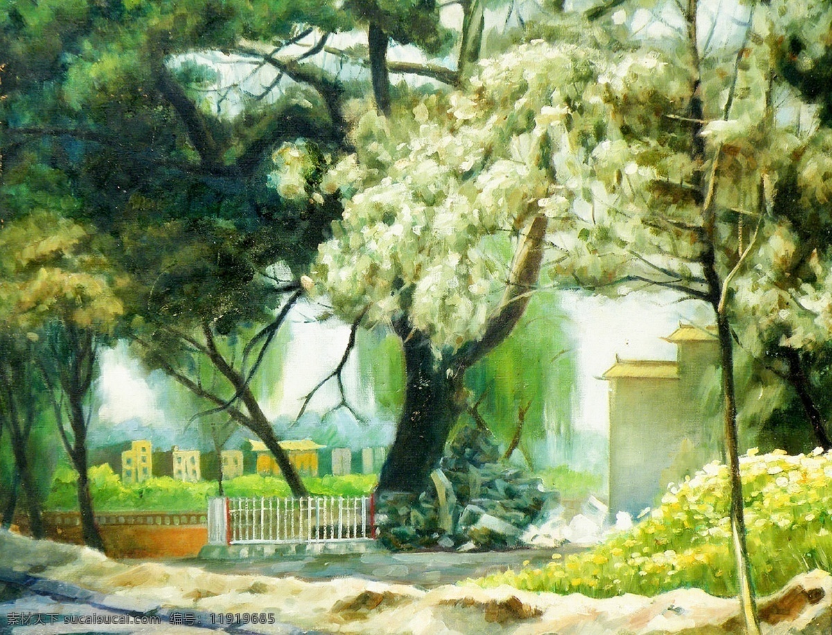 缁 胯 壊 鏉 戝 簞 风景 建筑 田园 植物 水景 印象 画派 写实主义 油画 装饰画