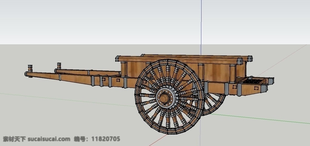 车模型 su素材 su模型 草图大师模型 skp模型 工具 板车 地排车 木车 3d设计 其他模型 skp