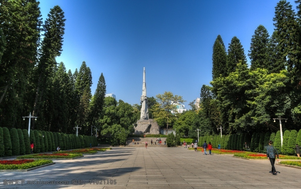 广州起义 烈士陵园 纪念性公园 广场 纪念碑 建筑 园林景观 爱国主义 教育基地 文物保护单位 树木 蓝天 自助游 国内旅游 旅游摄影