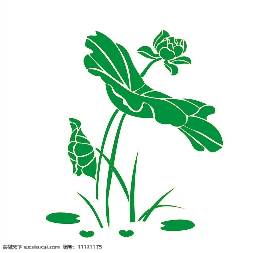 荷花 矢量图 雕刻