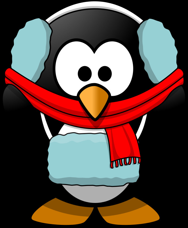 冻死 企鹅 冬天 动物 冷 鸟 晚礼服 围巾 雪 耳垂 耳罩 冻结 冰 冰冷的 套筒 插画集