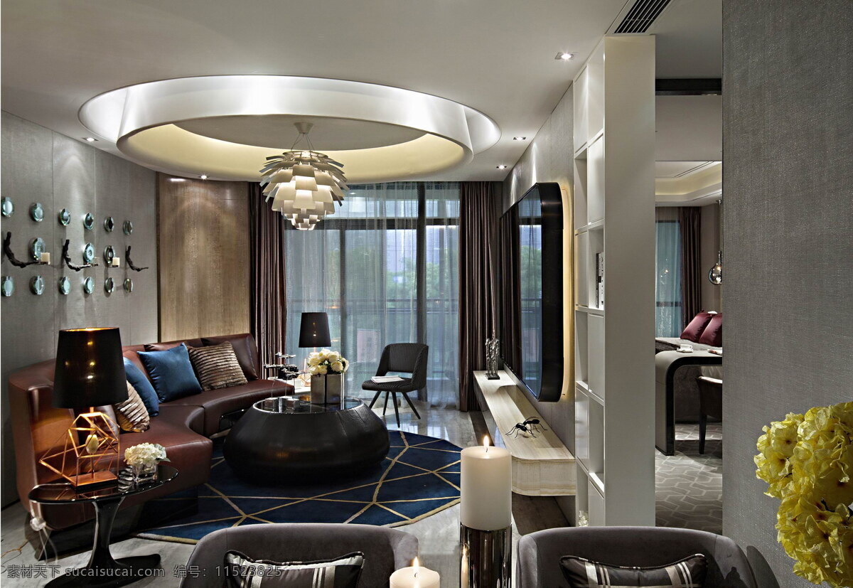黑色 沙发 客厅 华丽 欧式 效果图 装修 华丽装修 豪华装修 设计效果图 别墅 软装 室内 家装 软装设计