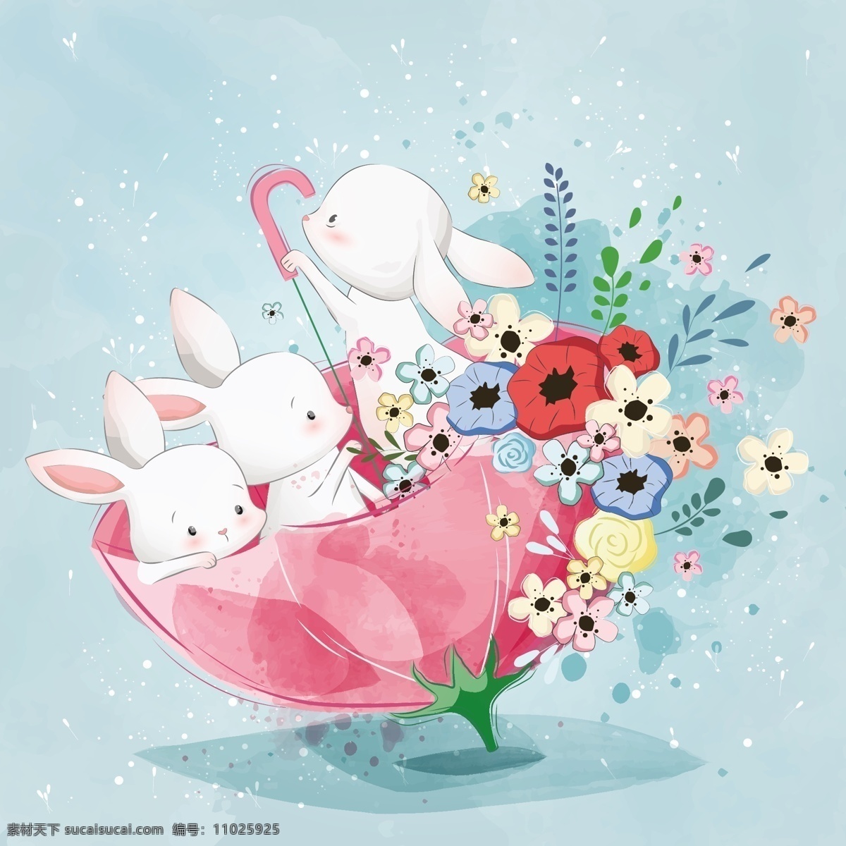 坐在 红色 伞 里 小 兔子 手绘可爱小兔 治愈系小兔子 可爱小兔子 手绘花束 手绘水壶 卡通兔子 粉色小兔子 小兔子 手绘兔子 卡通动漫 动漫动画