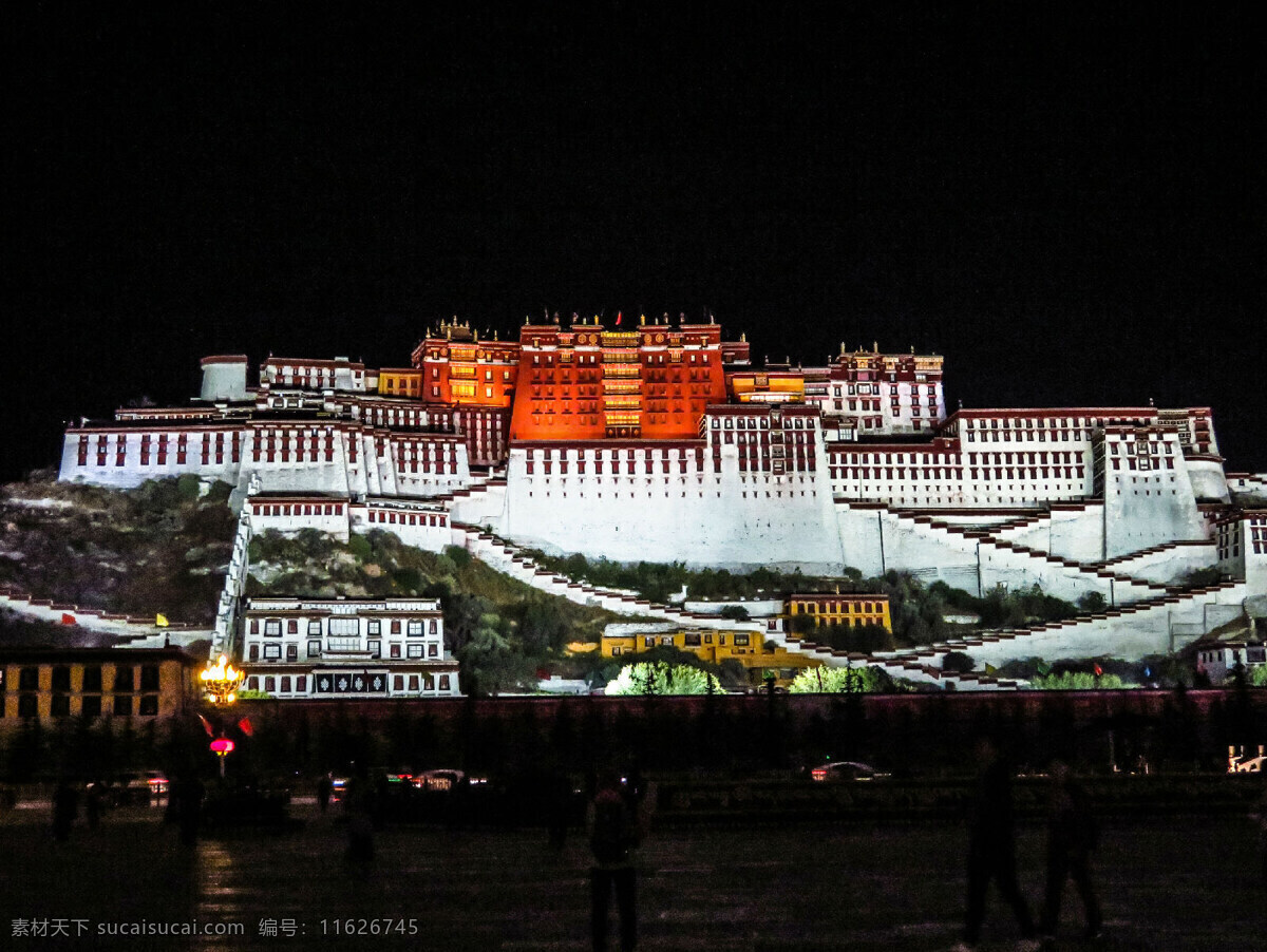 西藏 布达拉宫 高清 风景 景点 夜景 自然景观 建筑景观