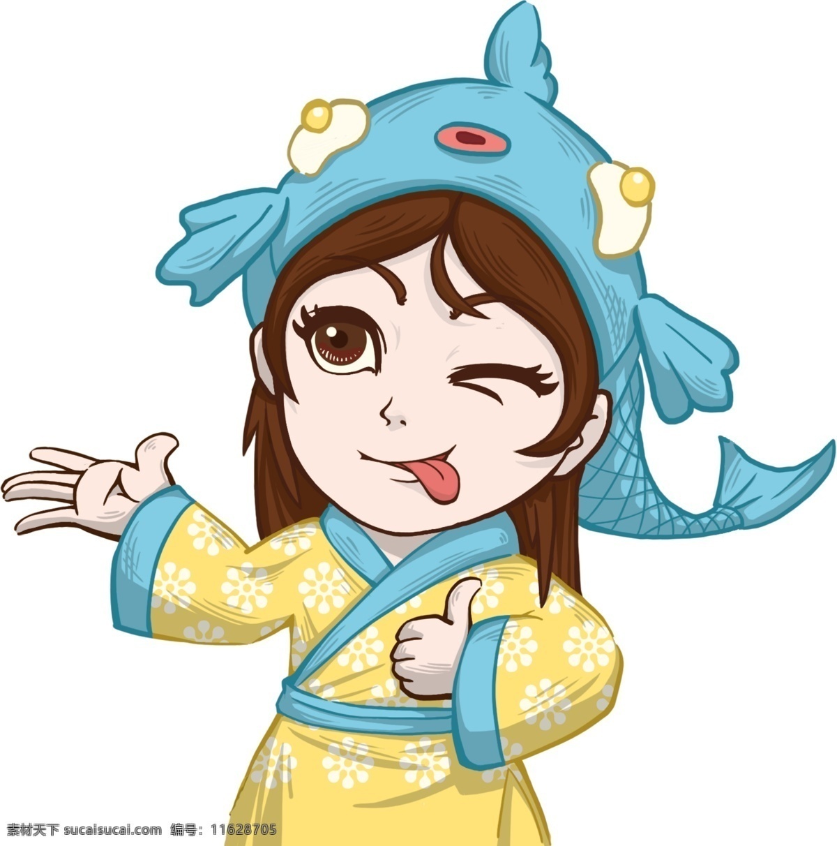 渔家女 插画 卡通 鱼 渔家 水产 赞 ps 包装 原创共享图 动漫动画 动漫人物