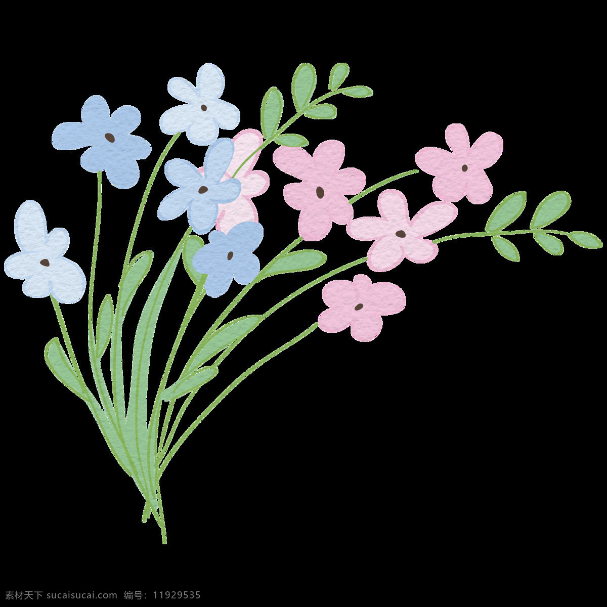 手绘 日记本 底纹 透明 装饰 图案 卡通 蓝色花朵 粉色花朵 装饰图案 免扣素材