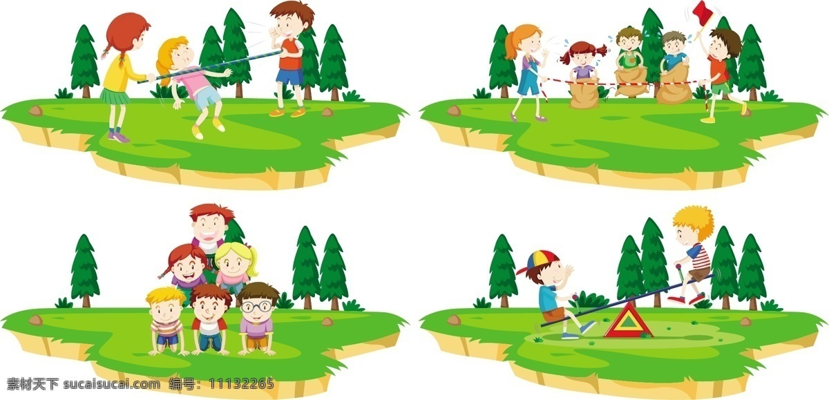 儿童游玩插画 户外儿童 风景 景观 户外孩子 儿童 童年 学生 活动 夏季 假日 假期 冒险 插图 图像 剪贴画 卡通设计