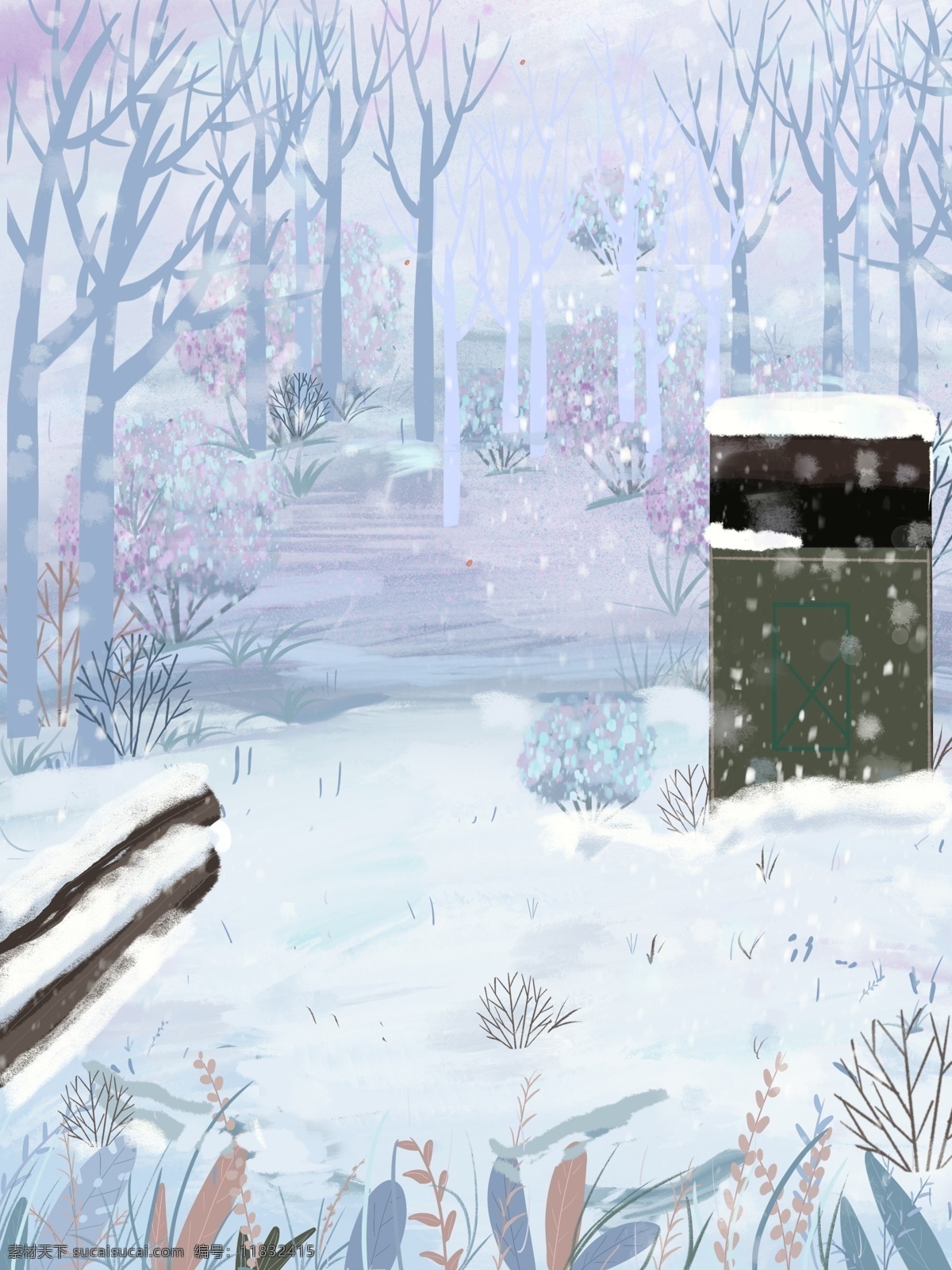 手绘 冬季 雪地 树林 背景 广告背景 背景图 创意 手绘树林 水彩背景 背景展板 背景展板图