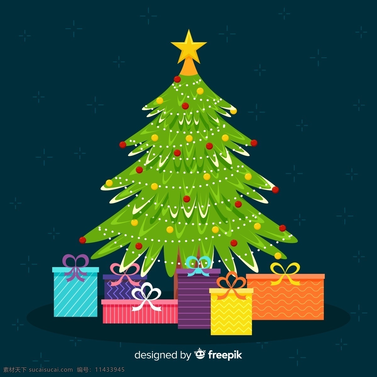 绿色 圣诞树 礼物 创意 礼盒 节日 矢量 高清图片