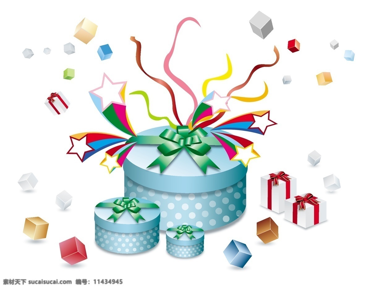 节日 彩带 礼物 矢量 免费 插画 花朵 卡通 矢量图 其他矢量图