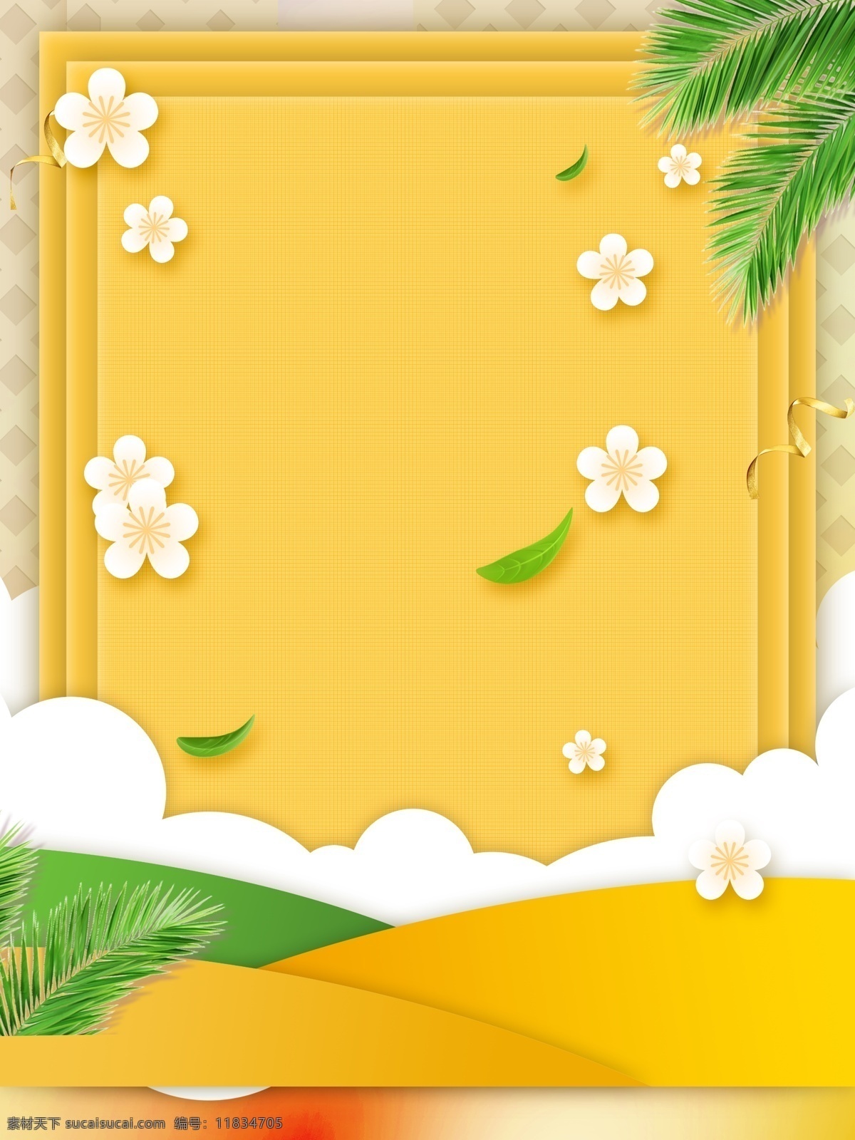 简约 飘落 花朵 黄色 背景 飘落的花朵 黄色背景 色彩 背景素材 广告背景 彩色背景