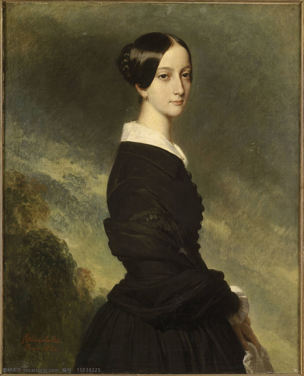 温特 哈尔特 作品集 葡萄牙 公主 弗朗 西丝卡 德国 画家 兹 萨维尔 作品 人物油画肖像 西方历史人物 黑色