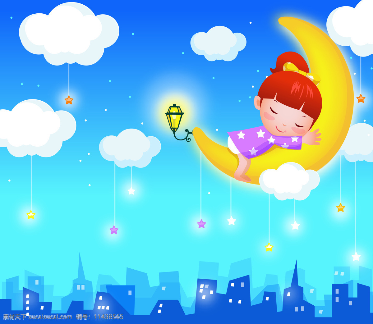 童话睡美人 童话 白云 睡美人 月亮 星星 儿童房装修画 动漫人物 动漫动画