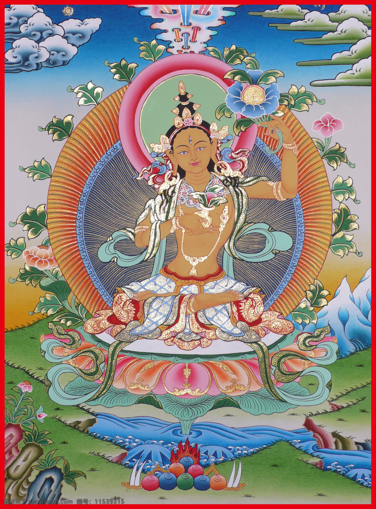唐卡 传承 佛 佛教 黄色 莲花 菩萨 西藏 密宗 上师 慈悲 宗教信仰 文化艺术