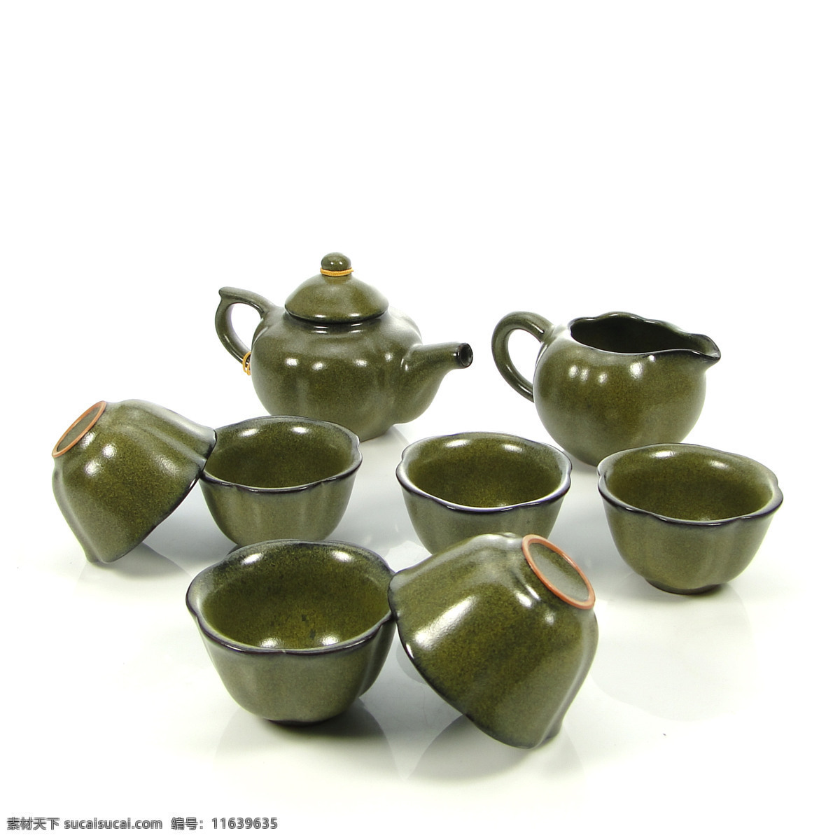 茶叶末釉 茶具 八头装 茶壶 茶缸 茶杯 茶道 茶器具 沏茶用具 厨房用品之一 厨房用品 厨具餐具 餐具厨具 餐饮美食