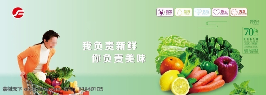 超市生鲜海报 超市 蔬菜 水果 购物车 生鲜展板 玻璃贴 新鲜 健康 室外广告设计
