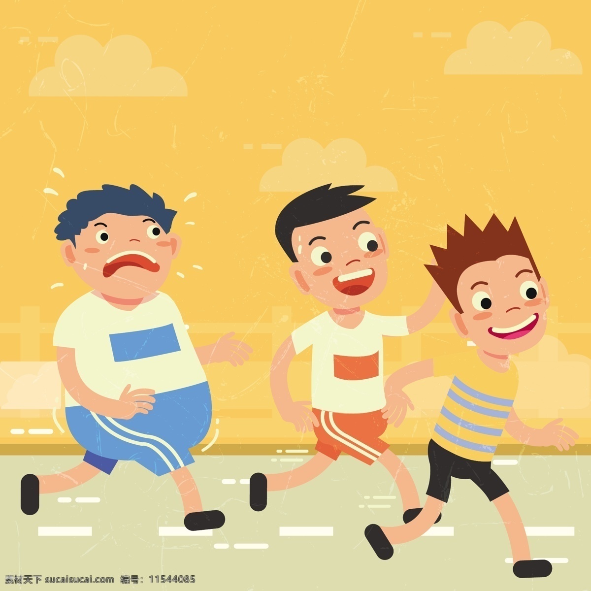 健康 运动 集体 跑步 矢量 减肥 矢量素材 小孩 孩子 马路