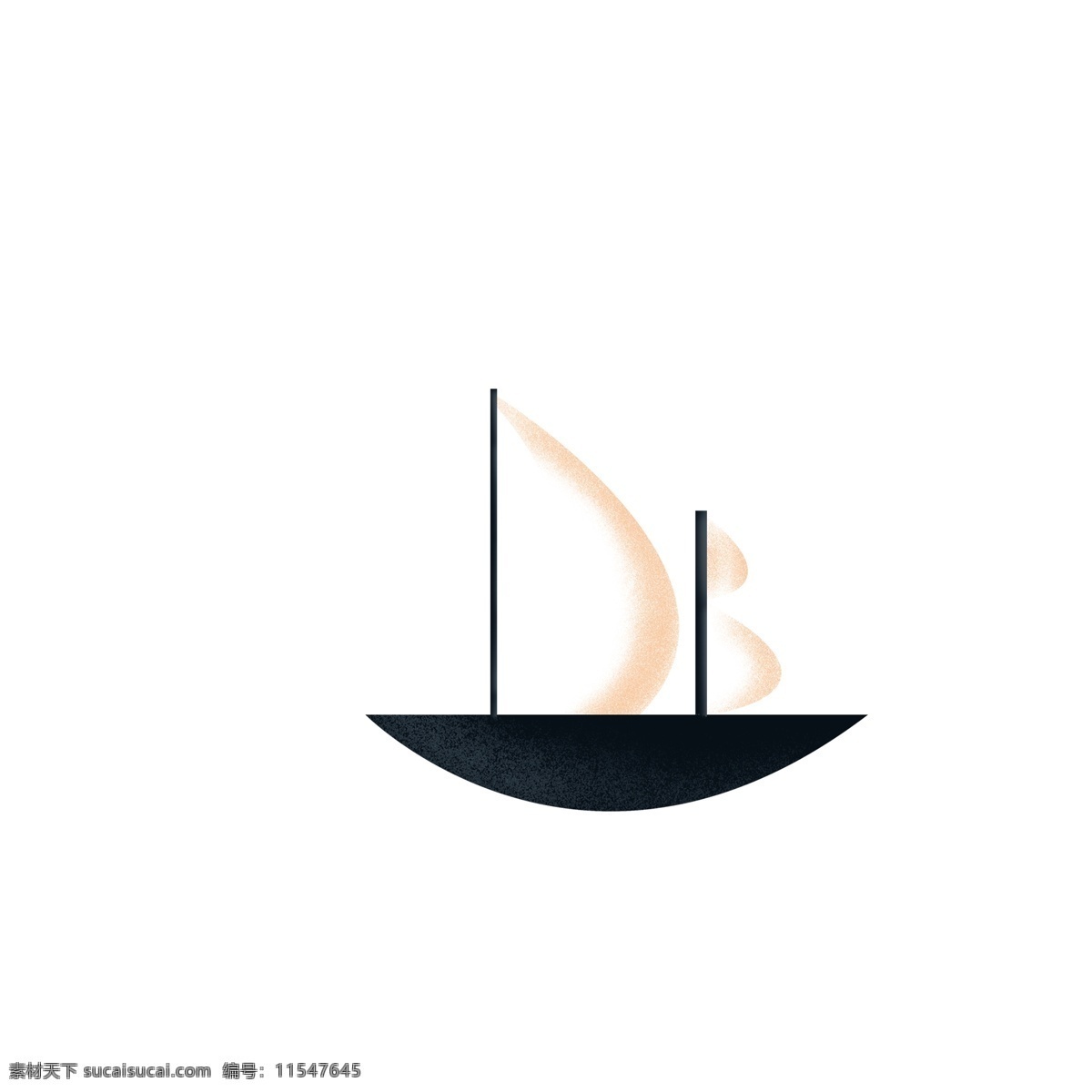 卡通 简约 艘 帆船 插画 一艘船