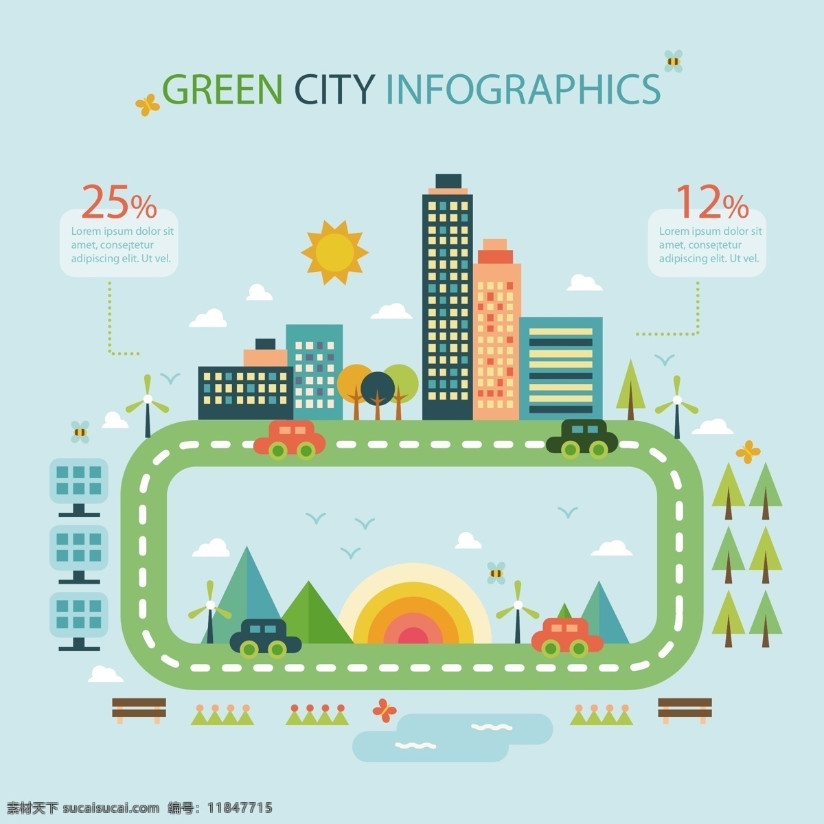 生态城市 模板 路平 蔬菜 图表 图形 汽车 环保 能源 有机 树 图 信息 流程 数据