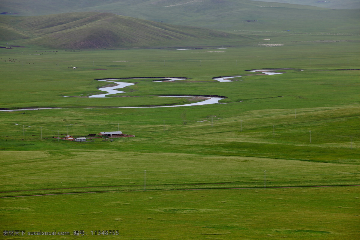 莫日格勒河 内蒙古自治区 呼伦贝尔 额尔古纳 草原 河流 房屋 山峦 天堂 自然风景 旅游摄影