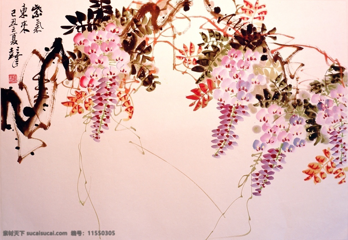 中国国画 紫藤 中国画 古画 花鸟画 水墨画 水墨写意 电分大图 高清 绘画书法 文化艺术