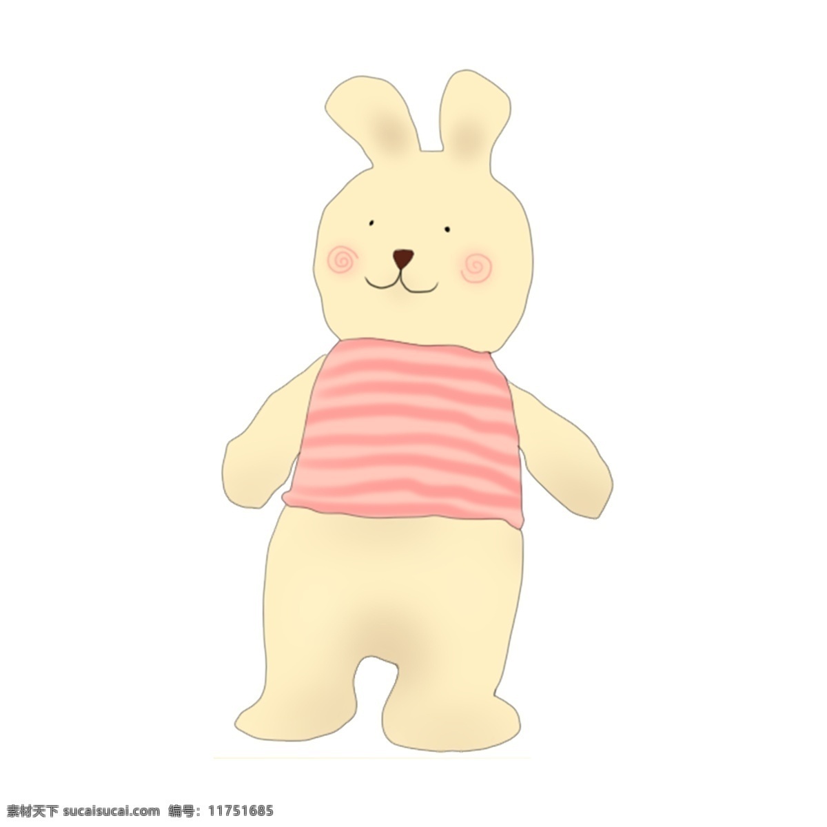 手绘 儿童玩具 穿 红衣 小 兔 玩偶 装饰 原创 元素 兔子 可爱