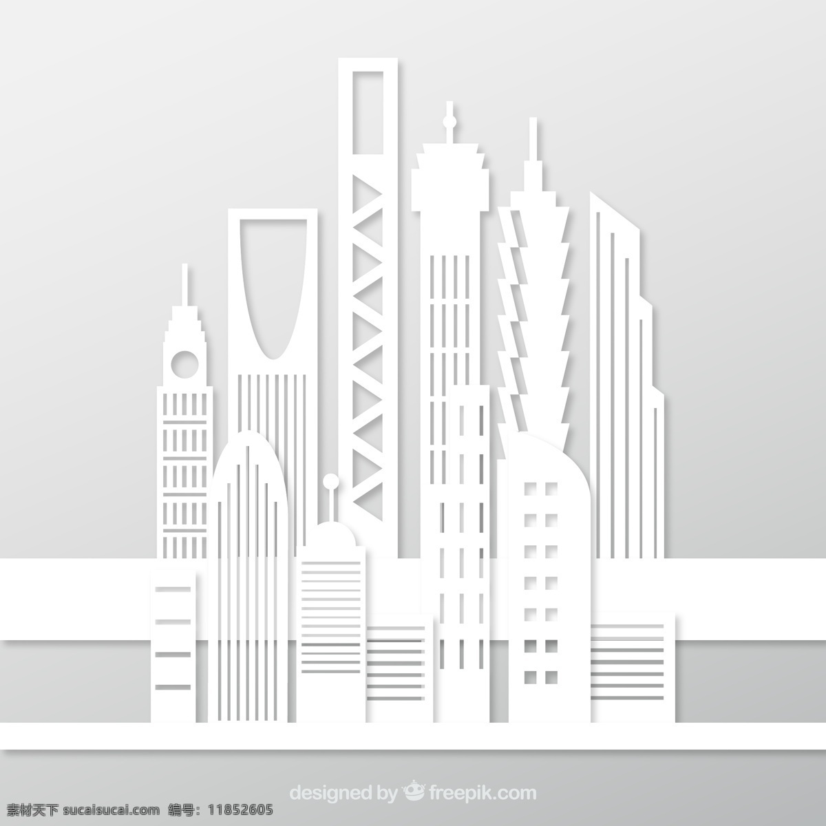 白色 摩天大厦 剪贴 画 矢量图 建筑 剪贴画 楼群 城市 摩天楼