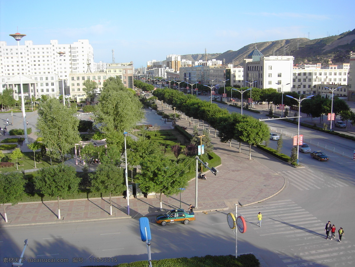 广场一览 树木 绿化园 风景树 垂柳 楼房 旅游摄影 自然风景