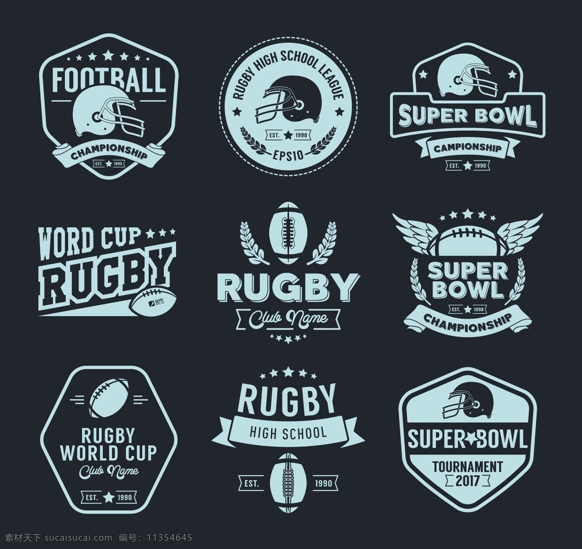 款 创意 橄榄球 标签 矢量 美式足球 头盔 体育 运动 文化艺术 绘画书法