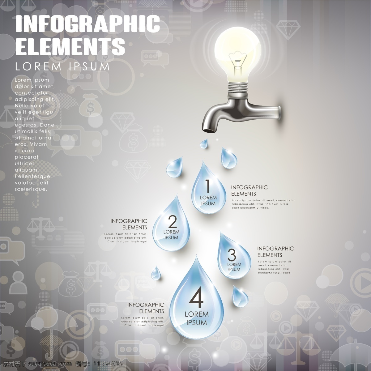 水滴 商务 信息 图 水龙头 信息图 灯泡 矢量图 矢量 高清图片