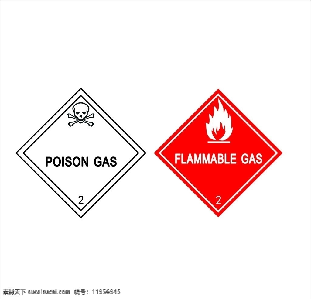 有毒气体 易燃气体 标志 方块 红色 logo设计