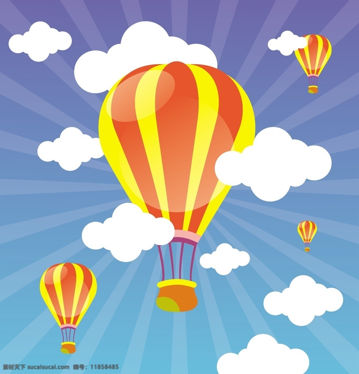 彩色 热气球 云朵 背景 图 彩色热气球 矢量图