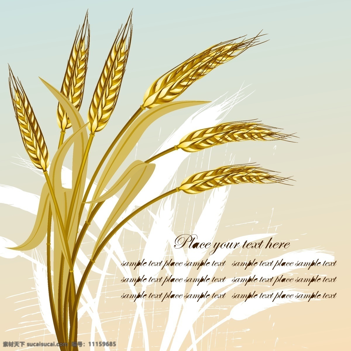 矢量 金色 小麦 丰收 粮食 麦 矢量素材 矢量图 其他矢量图