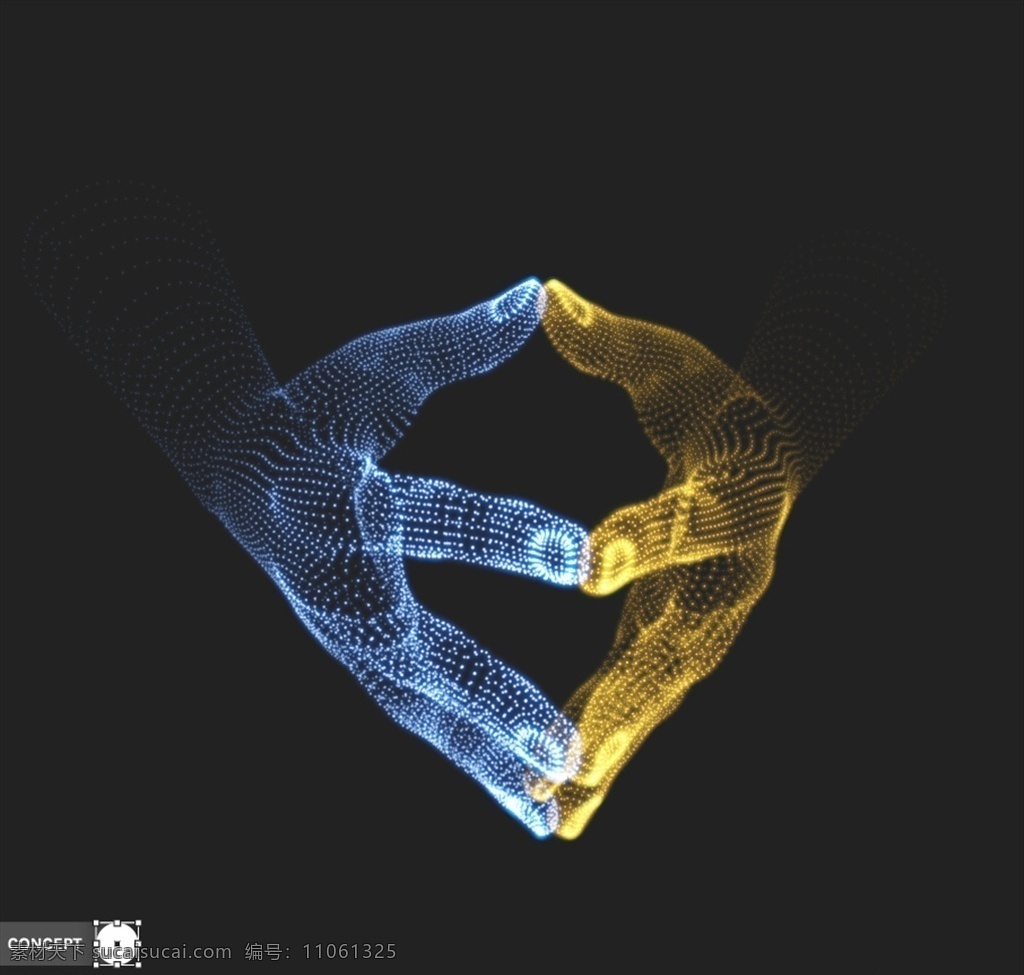 彩色 三维 科技 手掌 点线连接 3d艺术 概念 接触 手指 未来 手势 插图 灵感 模型 网络 科学技术 智慧 商务金融 商业插画