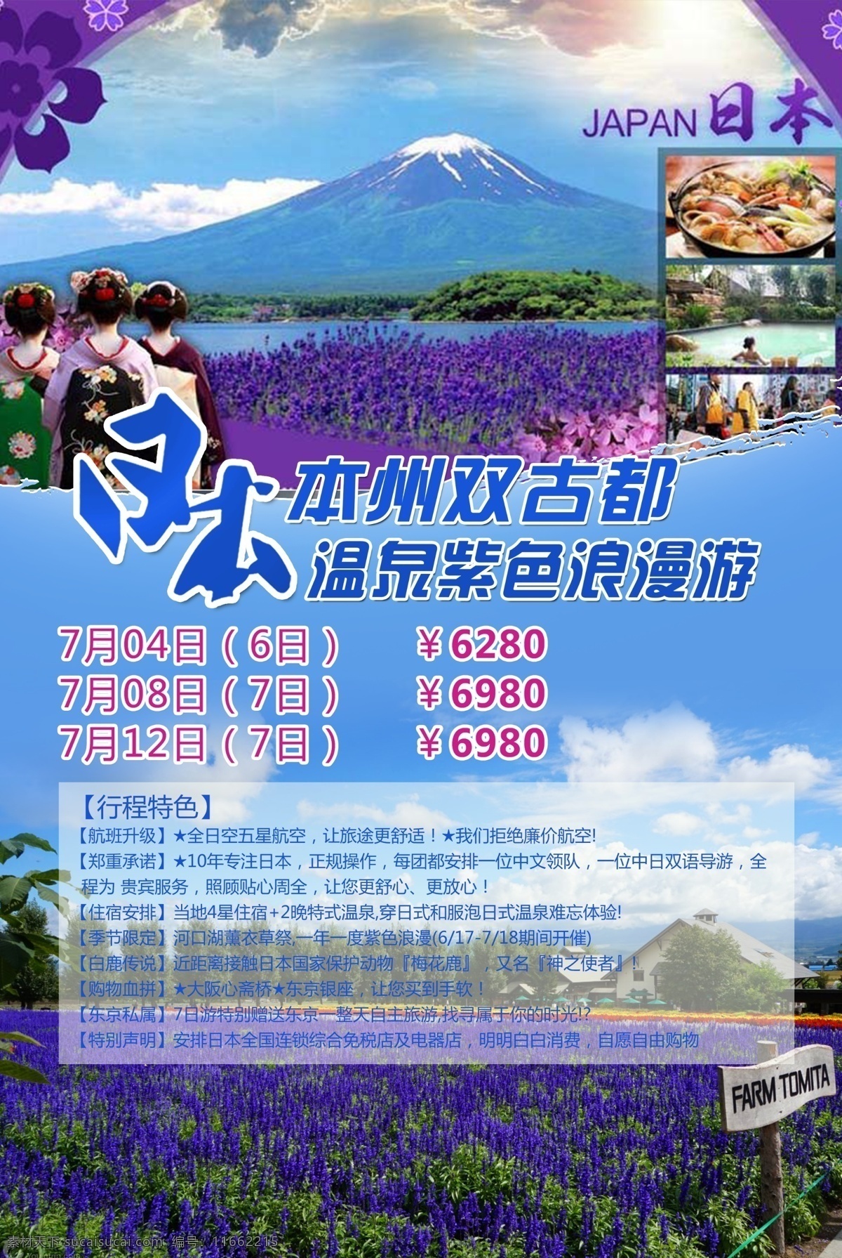本州 双 古都 温泉 紫色 浪漫 游玩 日本 旅游 富士山 大阪 花海 蓝色