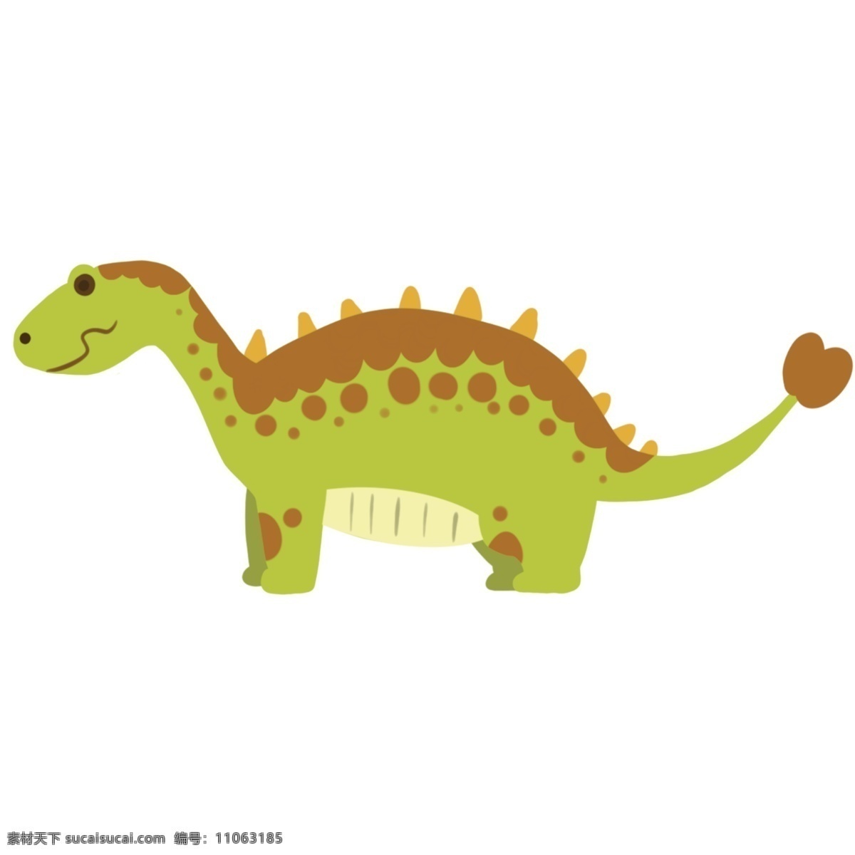 可爱 包头 龙 插画 可爱的恐龙 包头龙 绿色的白头龙 卡通形象 恐龙世界 长尾巴的恐龙 动物