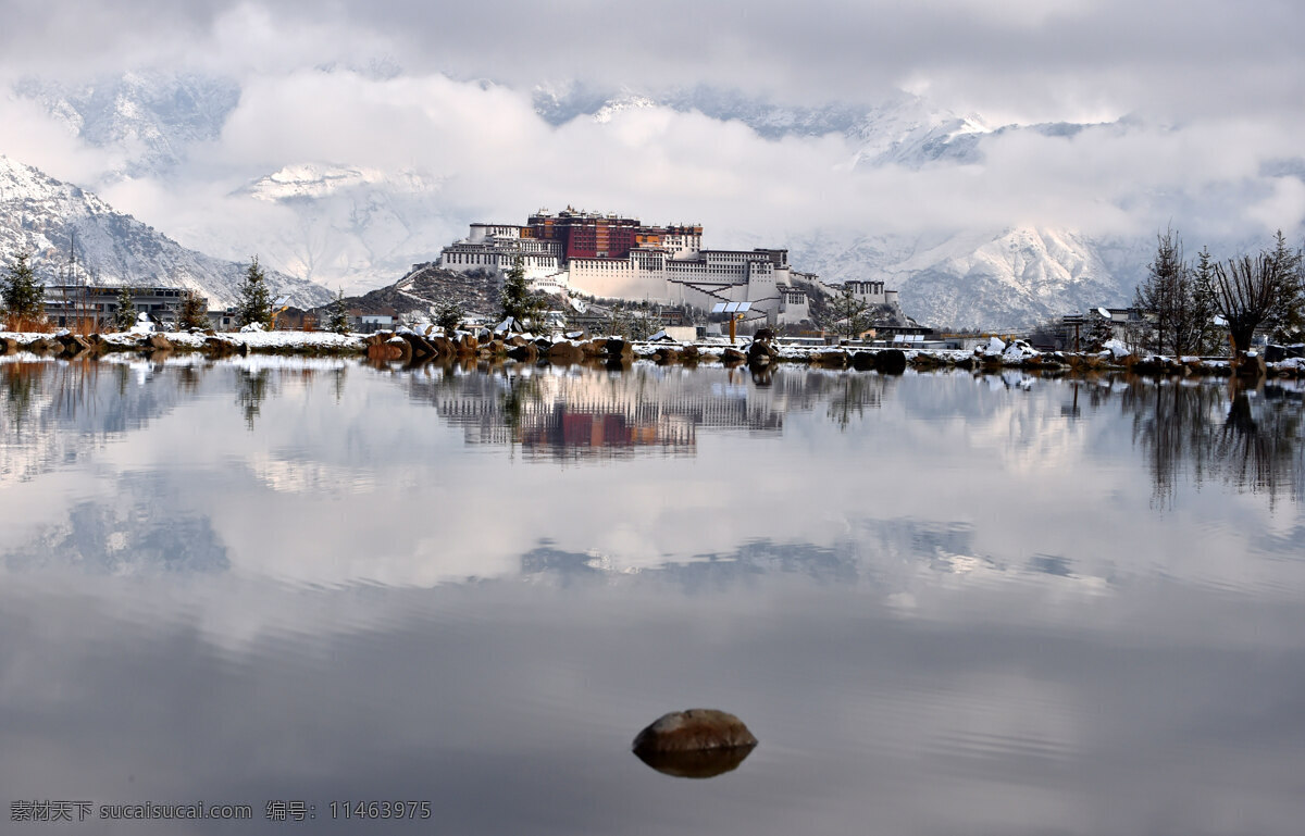 西藏 布达拉宫 雪山 风景 景区 旅游摄影 国内旅游