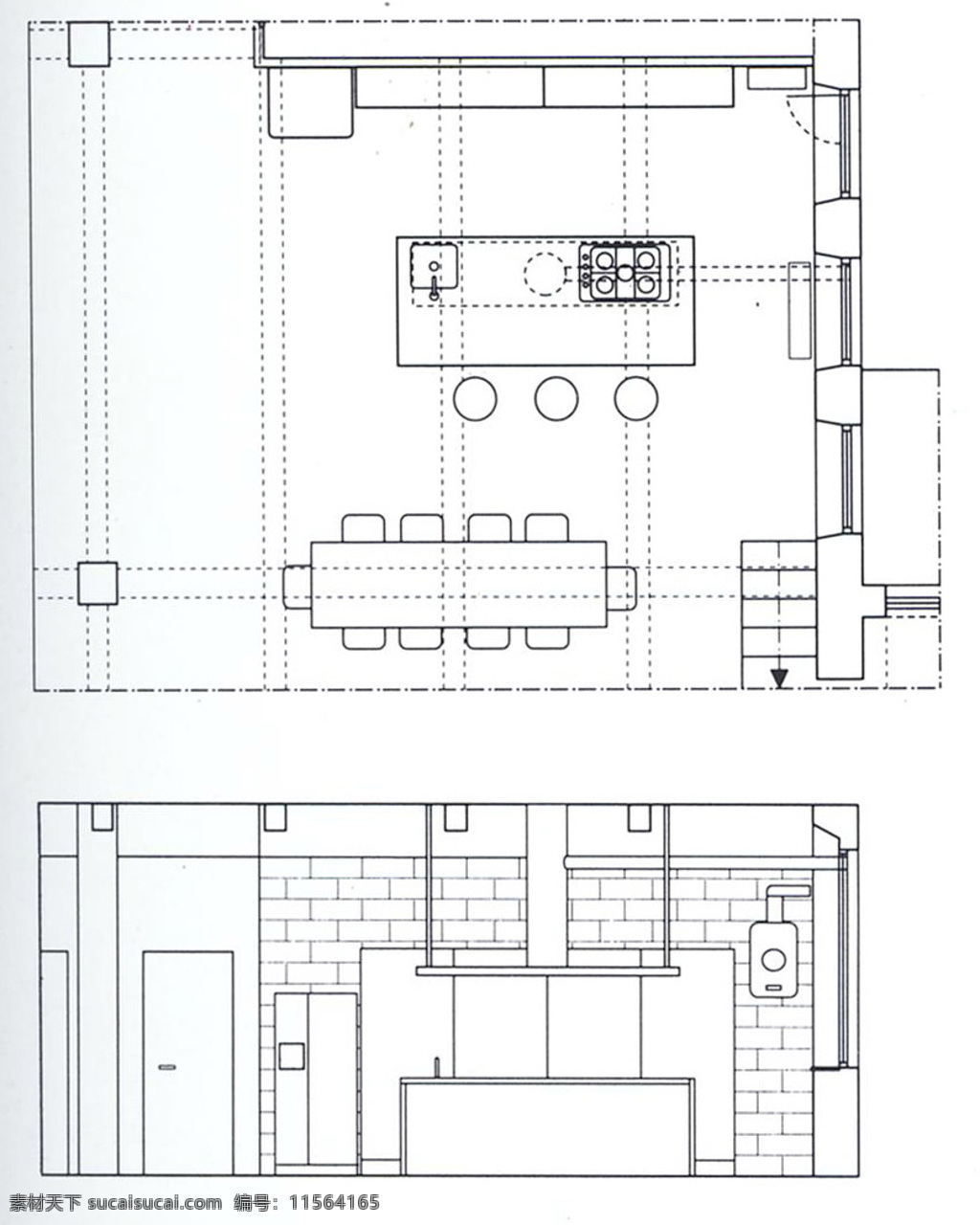 厨房设计 厨房布置10 设计素材 平面分布 其他资料 建筑装饰 白色