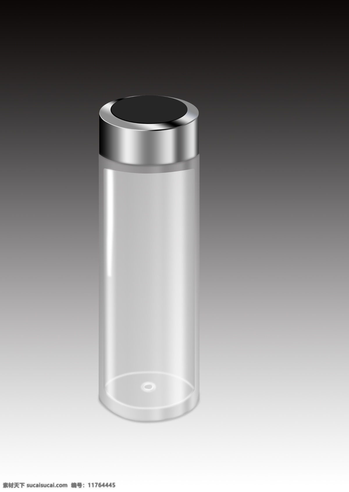 透明 玻璃 质感 金属盖子 水杯 灰色