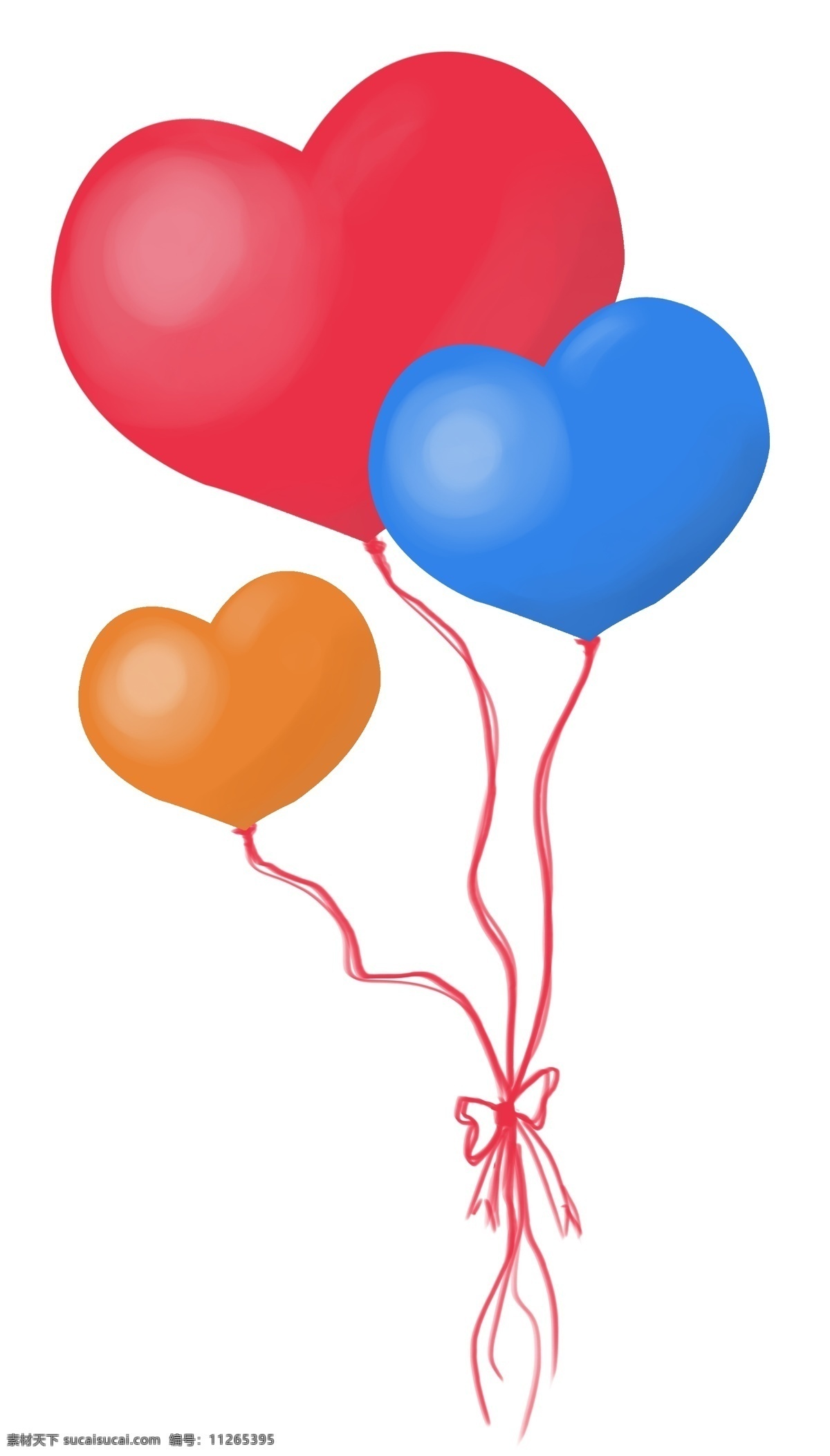 红色 爱心 气球 插画 彩色 浪漫 爱情 节日 情人节 装饰 爱心气球插画 手绘红气球 飘起的气球 红色气球