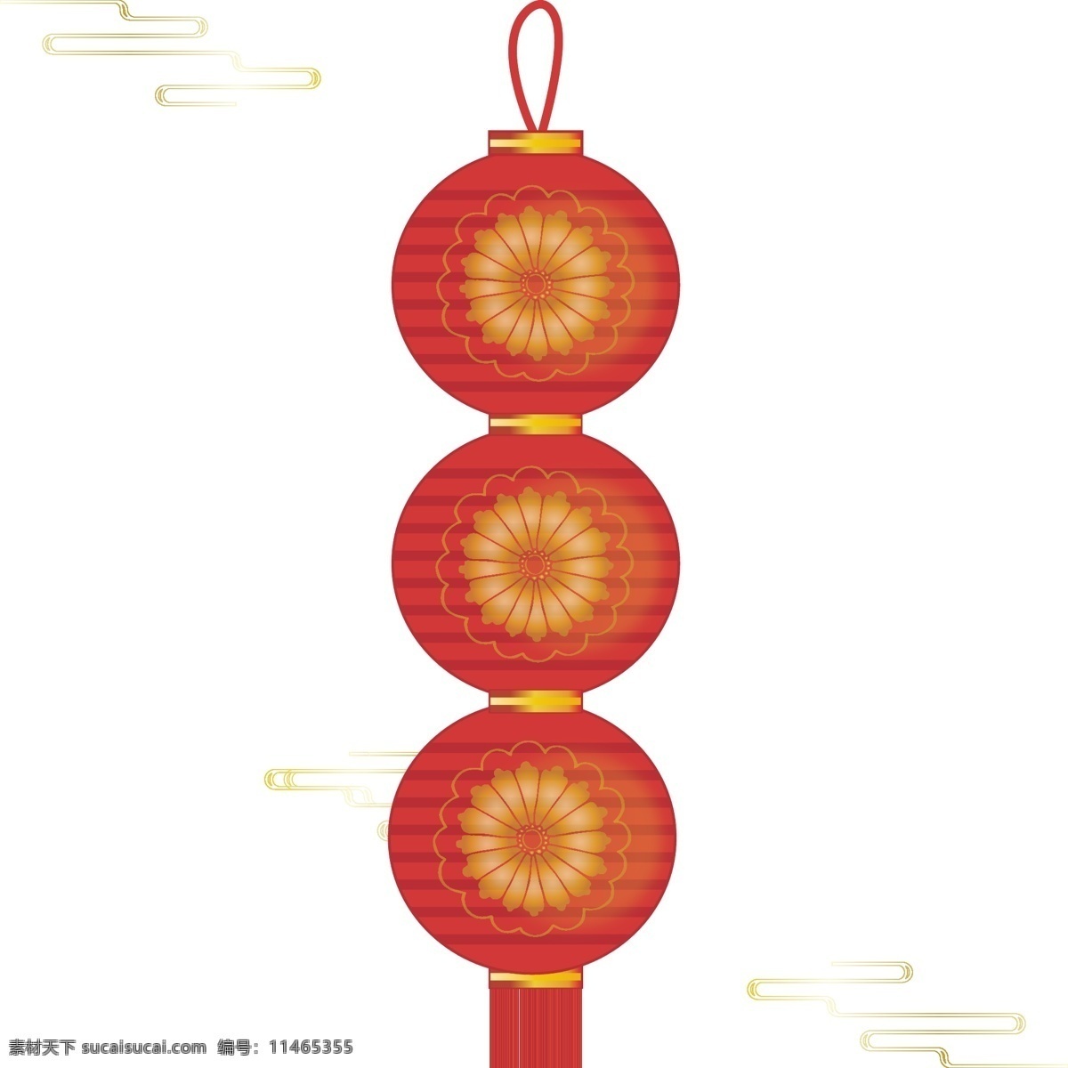 手绘 中国 风 喜庆 新年 花纹 红灯笼 装饰 元素 中国风 灯笼